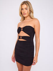 Ring geschnitten vor vorne gerissener Bandeau -Kleid