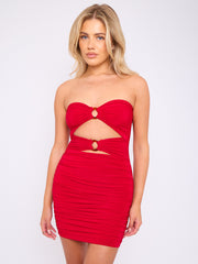 Ring geschnitten vor vorne gerissener Bandeau -Kleid