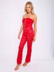 Lace Detail Bandeau Corset Jumpsuit