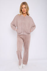 Acid Wash Oversized Bomber Style Fleece Zipper Co-ord