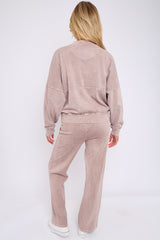 Acid Wash Oversized Bomber Style Fleece Zipper Co-ord