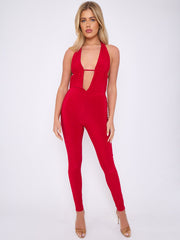 Scrunch Back Halter Jumpsuit