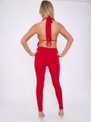 Scrunch Back Halter Jumpsuit