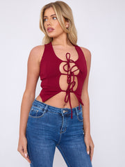 Tie Knot Waistcoat Style Crop Top