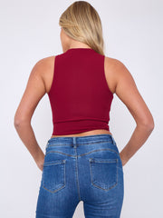 Tie Knot Waistcoat Style Crop Top