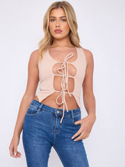 Tie Knot Waistcoat Style Crop Top