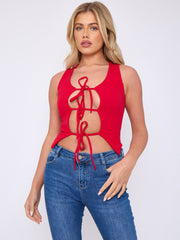 Tie Knot Waistcoat Style Crop Top