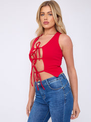 Tie Knot Waistcoat Style Crop Top