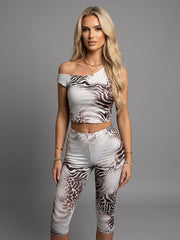 Leopard Print Slinky Top & 3/4 Legging Co-Ord