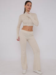 Cropped Zipper Tracktop & Wide Leg Trouser Set