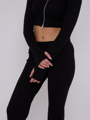 Cropped Zipper Tracktop & Wide Leg Trouser Set