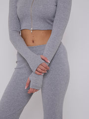 Cropped Zipper Tracktop & Wide Leg Trouser Set