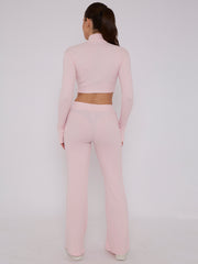 Cropped Zipper Tracktop & Wide Leg Trouser Set