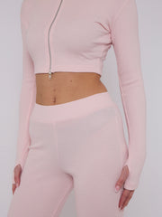 Cropped Zipper Tracktop & Wide Leg Trouser Set