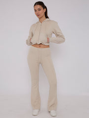 Interlock Cropped Zip Hoodie and Flared Trouser Set