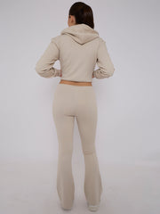 Interlock Cropped Zip Hoodie and Flared Trouser Set