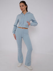 Interlock Cropped Zip Hoodie and Flared Trouser Set