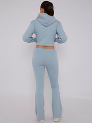 Interlock Cropped Zip Hoodie and Flared Trouser Set