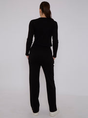 Ribbed Front Button Detail Top & Wide Leg Trouser Co-ord