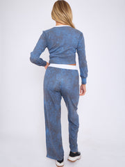 Acid Wash Ribbed Crop Top &amp; Trouser Co-ord With Stripe Detail