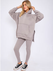 Oversized Split Sides Hoodie & Ribbed Leggings Co-ord