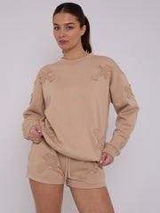 Crucifix Sweined Sweinshirt & Shorts Fleece Coord