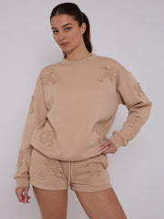 Crucifix Sweined Sweinshirt & Shorts Fleece Coord