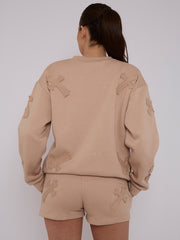 Crucifix Sweined Sweinshirt & Shorts Fleece Coord