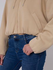 Bubble Hem Cropped Fleece Lined Jacket