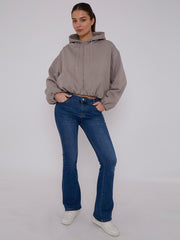 Bubble Hem Cropped Fleece Lined Jacket
