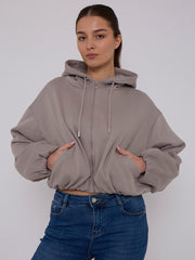 Bubble Hem Cropped Fleece Lined Jacket