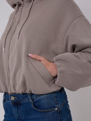 Bubble Hem Cropped Fleece Lined Jacket