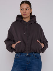 Bubble Hem Cropped Fleece Lined Jacket