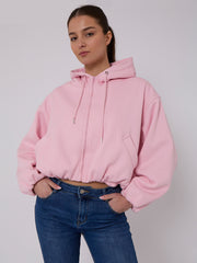 Bubble Hem Cropped Fleece Lined Jacket