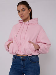 Bubble Hem Cropped Fleece Lined Jacket