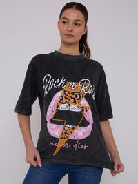 Gold Tropf Lippengrafik gedrucktes T-Shirt - Weiß