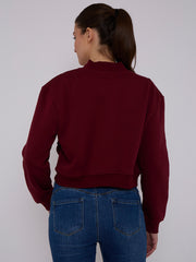 Fleeced Cropped Bomber Jacket