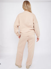 Mon Cheri Embroidered Oversized Bomber Style Fleece Zipper Co-ord