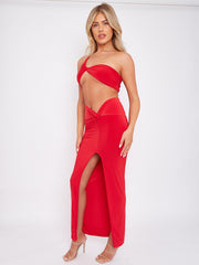 Slinky Cross Top & Twisted Maxi Skirt Co-ord