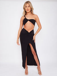 Slinky Cross Top & Twisted Maxi Skirt Coord - Black