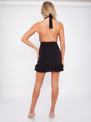 Twisted Halter Frill Heme jurk