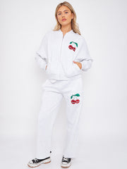 Mon Cheri Embroidered Oversized Bomber Style Fleece Zipper Co-ord