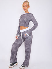 Tie Dye Ribbed Crop Top & Trouser Co-ord