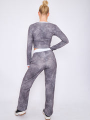 Tie Dye Ribbed Crop Top & Trouser Co-ord
