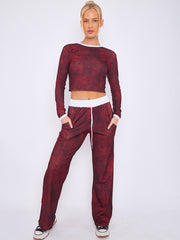 Tie Dye Ribbed Crop Top & Trouser Co-ord