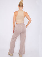 Acid Wash Wide Leg Fleece Joggers