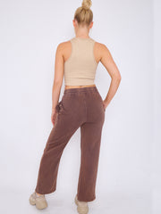 Acid Wash Wide Leg Fleece Joggers