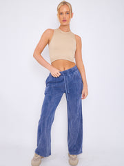 Acid Wash Wide Leg Fleece Joggers