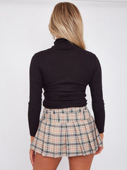 Pleated Checked Tennis Skort With Belt