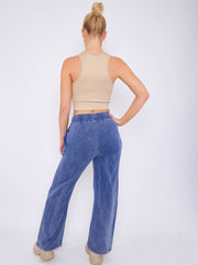 Acid Wash Wide Leg Fleece Joggers